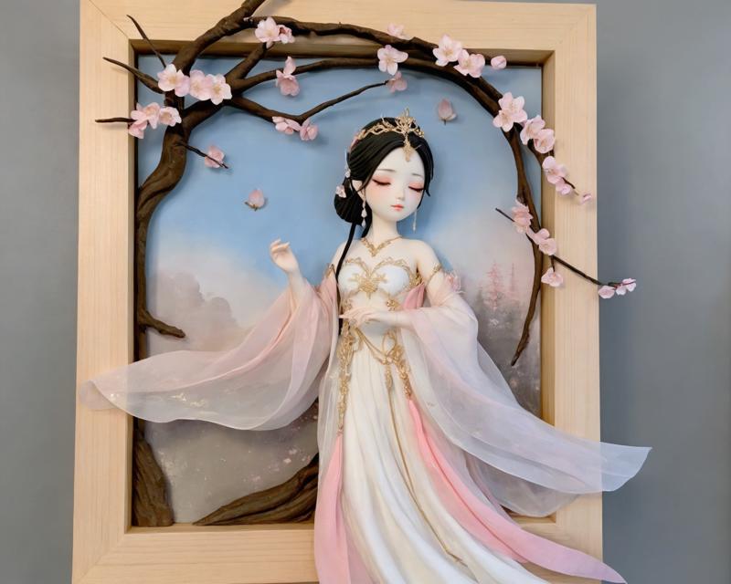 00034-2244639679-masterpiece,best quality,clay handmade frame,female anime character,angel,white wings,pink cherry blossoms,translucent dress,fan.png